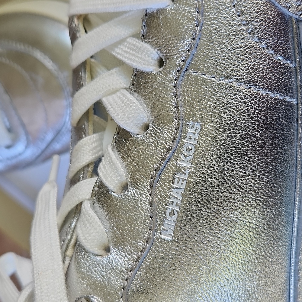 Michael Kors Metallic Silver Women's Sneakers - Picture 3 of 5